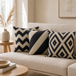 Geometric Throw Pillow Cover – Linen Cotton Cushion Cover for Sofa Bed or Chair