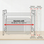 Microwave Shelf Organizer – Adjustable Height Iron Rack with 6 Hooks, Kitchen Counter Storage