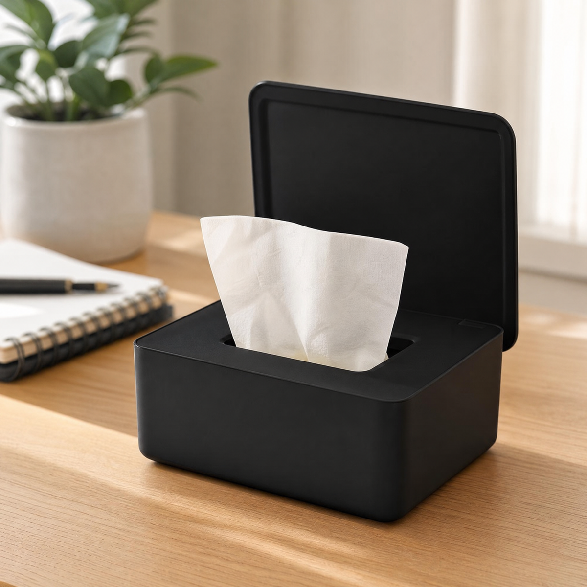 Wet Wipes Dispenser with Lid – Dustproof Tissue Box for Desk, Car, Home Office