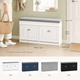 Shoe Storage Bench with Cushion – 2 Flip Drawers Entryway Seat White Hallway