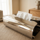 Stainless Steel Tissue Box – Sculptural Dispenser for Living Room Bedroom Desktop