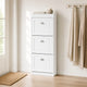 Shoe Cabinet with 3 Flip Drawers – Slim Entryway Storage Rack, White Grey Black