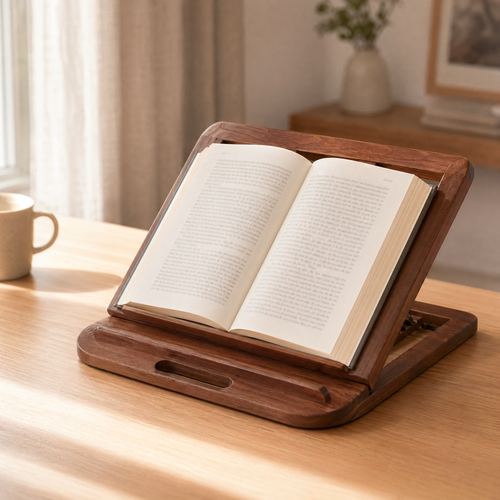 Adjustable Wood Reading Stand – Foldable Book Holder for Desk Study Home Office