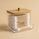 Cotton Swab Dispenser – Clear Acrylic Container with Bamboo Lid for Bathroom Organizer Storage