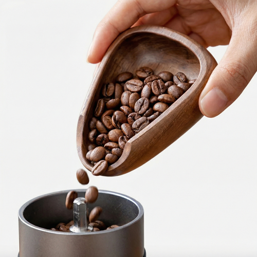 Wooden Coffee Scoop – Handcrafted Walnut Bean Dosing Cup for Kitchen Counter Espresso Bar