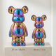 Metallic Ceramic Teddy Bear Statue – Modern Home Decor