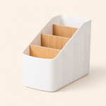 Desktop Storage Box with Bamboo Dividers – Desk Organizer for Remote Pens Cards