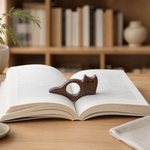 Wooden Cat Book Page Holder – Finger Ring Bookmark for Readers, Minimalist Wood Gift