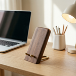 Wooden Phone Stand – Walnut Desktop Holder for iPhone Android Desk Organizer Office Accessories