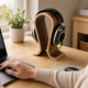 Wooden Headphone Stand – Curved Walnut Desk Holder Display for On-Ear Headphones