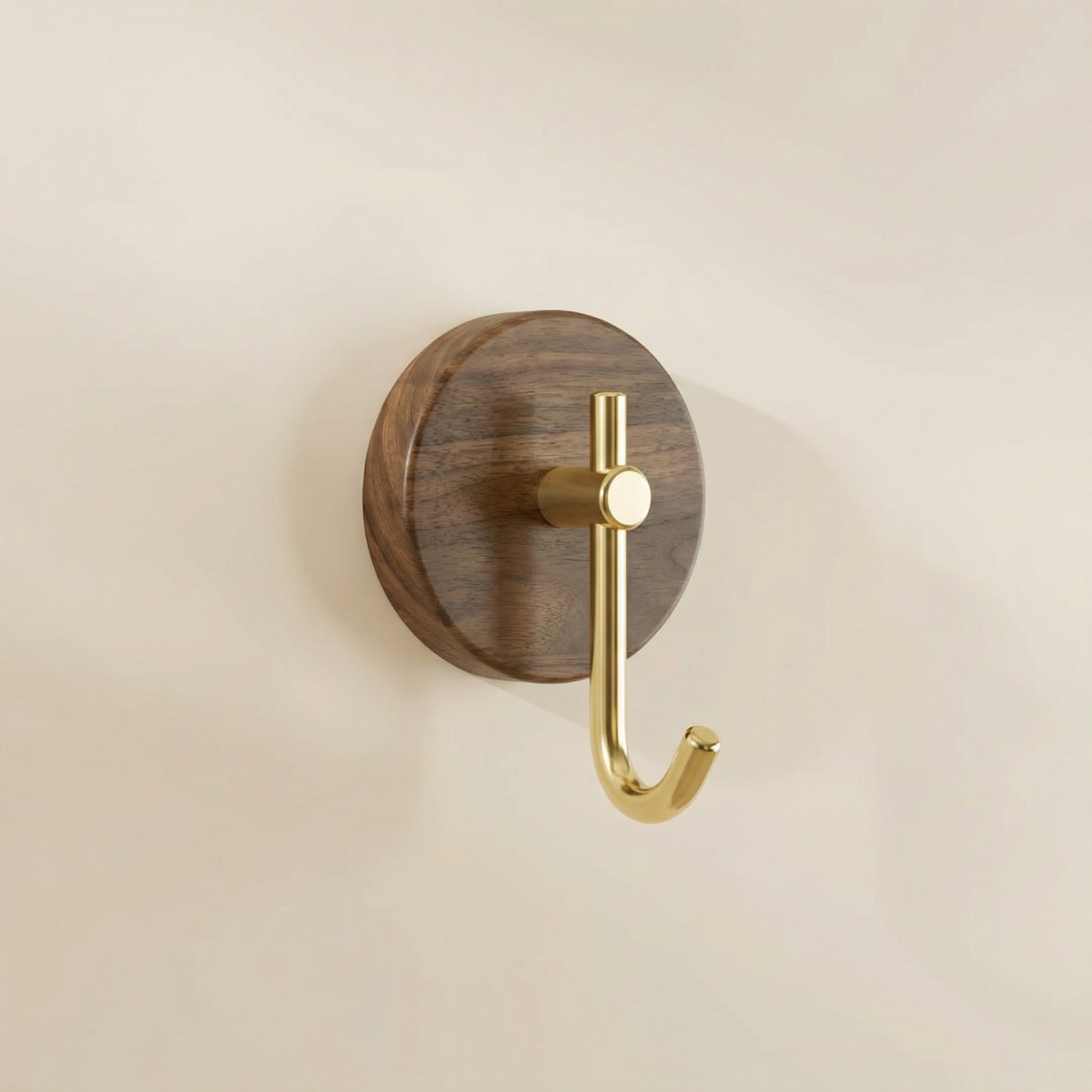 Minimalist Gold Walnut Wall Hook – Self Adhesive Coat Hook for Kitchen, Bathroom & Modern Decor