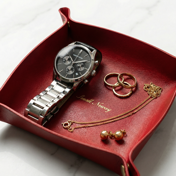 Nordic Style Leather Tray – Minimalist Accessory Organizer for Jewelry & Cosmetics for Modern Home Storage