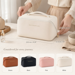 Makeup Organizer Bag for Travel – PU Leather Zip Cosmetic Case with Inner Dividers