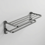 Towel Rack Wall Mount – Foldable Double Bar Aluminum with Shelf and Hooks for Bathroom