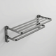 Towel Rack Wall Mount – Foldable Double Bar Aluminum with Shelf and Hooks for Bathroom