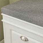 Shoe Storage Bench with Cushion – 2 Flip Drawers Entryway Seat White Hallway