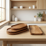 Wooden Serving Tray – Minimal Wood Display Tray for Dining & Coffee Tables
