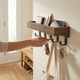 Floating Shelf with 6 Hooks – Wall Mounted Key Holder Rustic Wood Home Organizer