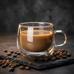 Double Wall Glass Coffee Mug – Heat Resistant Borosilicate Latte Cup, Clear Minimalist Drinkware
