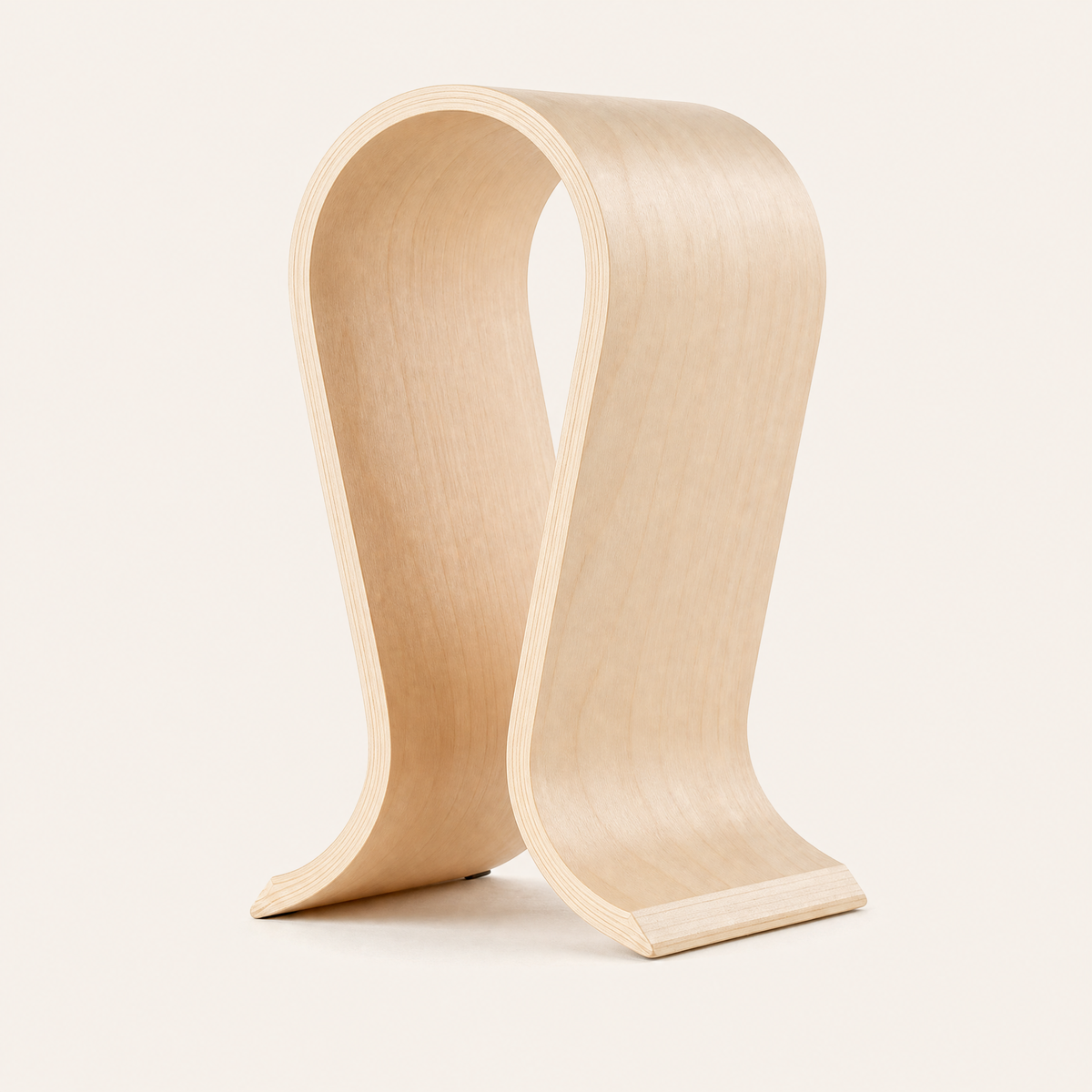 Wooden Headphone Stand – Curved Walnut Desk Holder Display for On-Ear Headphones