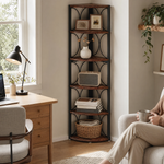6 Tier Corner Shelf – Tall Freestanding Bookcase Storage Rack for Living Room or Bedroom