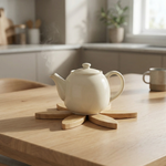 Wooden Tree Coaster Set with Stand – Heat Resistant Drink Coasters for Coffee Table