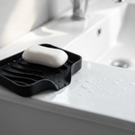 Silicone Soap Tray with Drain Spout – Self-Draining Dish for Kitchen and Bathroom Countertops