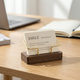 Business Card Holder – Wood and Metal Stand for Office Desk, Name Cards, Affirmation Display