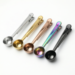 2-in-1 Stainless Steel Coffee Scoop with Bag Sealing Clip – Measuring Spoon for Coffee Storage