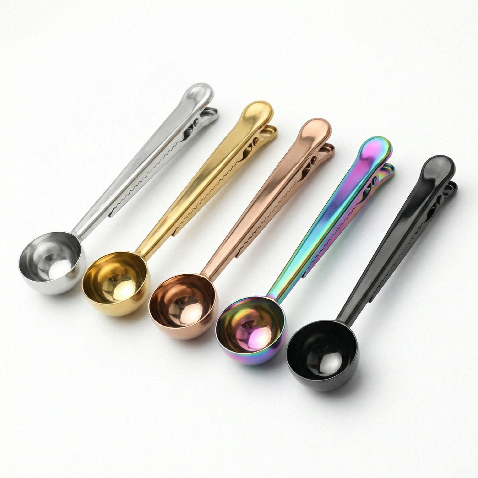 2-in-1 Stainless Steel Coffee Scoop with Bag Sealing Clip – Measuring Spoon for Coffee Storage