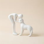 Abstract Human and Dog Sculpture – Minimalist Figurine for Desk, Shelf, Living Room Decor