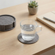 Wood Grain Leather Coasters – Stackable Round Set of 6 with Holder for Coffee Table