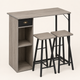 3-Piece Bar Table Set with Storage – Small Space Dining, Industrial Kitchen Breakfast Nook with 2 Stools