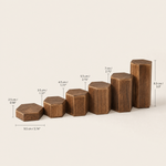 6-Piece Hexagonal Wood Riser Set – Tiered Display Stand for Jewelry and Collectibles
