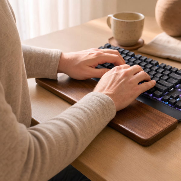 Walnut Wood Keyboard Wrist Rest – Ergonomic Palm Pad for Mechanical Keyboards
