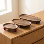 Oval Wood Tray with Ball Feet – Jewelry Organizer Vanity Desk Storage Decor