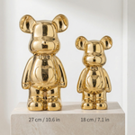 Metallic Ceramic Teddy Bear Statue – Modern Home Decor