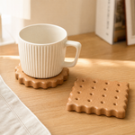 Wooden Biscuit Coaster – Cute Cookie Shape Desk Pad, Housewarming or Birthday Gift
