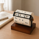 Rotating Perpetual Desk Calendar – Manual Roll Wheel Date Display, Wood Base