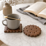 Wooden Biscuit Coaster – Cute Cookie Shape Desk Pad, Housewarming or Birthday Gift