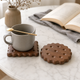 Wooden Biscuit Coaster – Cute Cookie Shape Desk Pad, Housewarming or Birthday Gift