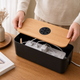 Cable Storage Box Bamboo Lid – Power Strip Organizer Wire Hider for Home Office Desk
