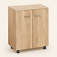 Storage Cabinet – Rolling Sideboard with 2 Doors, Internal Shelf, Castors, Natural Wood Finish, Living Room