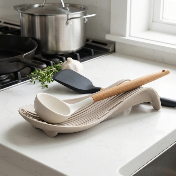 Heat Resistant Silicone Spoon Holder –  Insulated Placemat for Kitchen, Minimalist Cooking Accessory