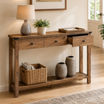 Console Table with Drawers – Narrow Entryway Storage Shelf, Wood Hallway Accent Furniture