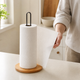 Paper Towel Holder Stand – Bamboo Base Metal Rod Countertop Kitchen Storage Rack