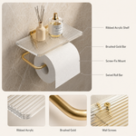 Wall Mounted Toilet Paper Holder with Acrylic Shelf – Gold Silver Bathroom Storage