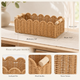 Woven Storage Basket with Wood Handles – Scallop Edge Organizer for Bathroom Desk