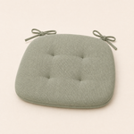 Linen Chair Cushion – Tufted Tie-On Seat Pad for Dining Chairs, Breathable