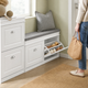 Shoe Storage Bench with Cushion – 2 Flip Drawers Entryway Seat White Hallway